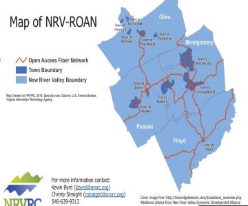 Map of New River Valley with broadband coverage